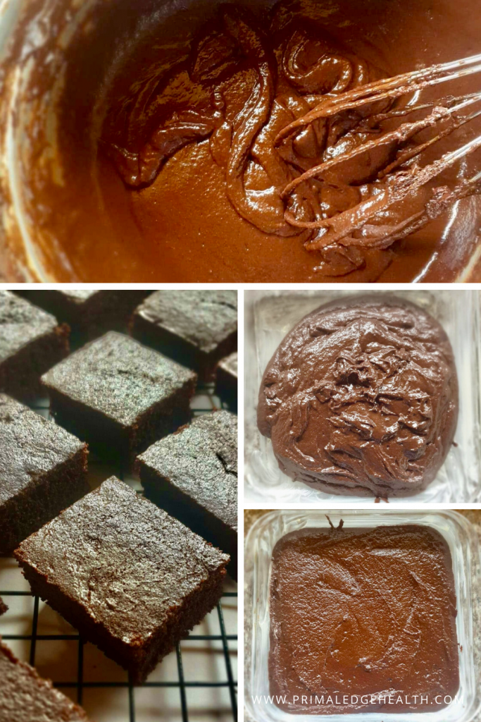 Flourless keto brownies collage of four photos showing the baking process.