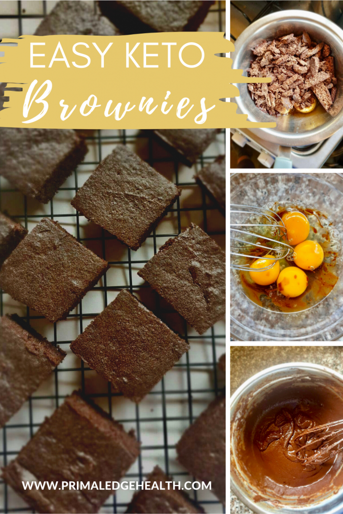 Easy keto brownies collage four photos of the baking process.