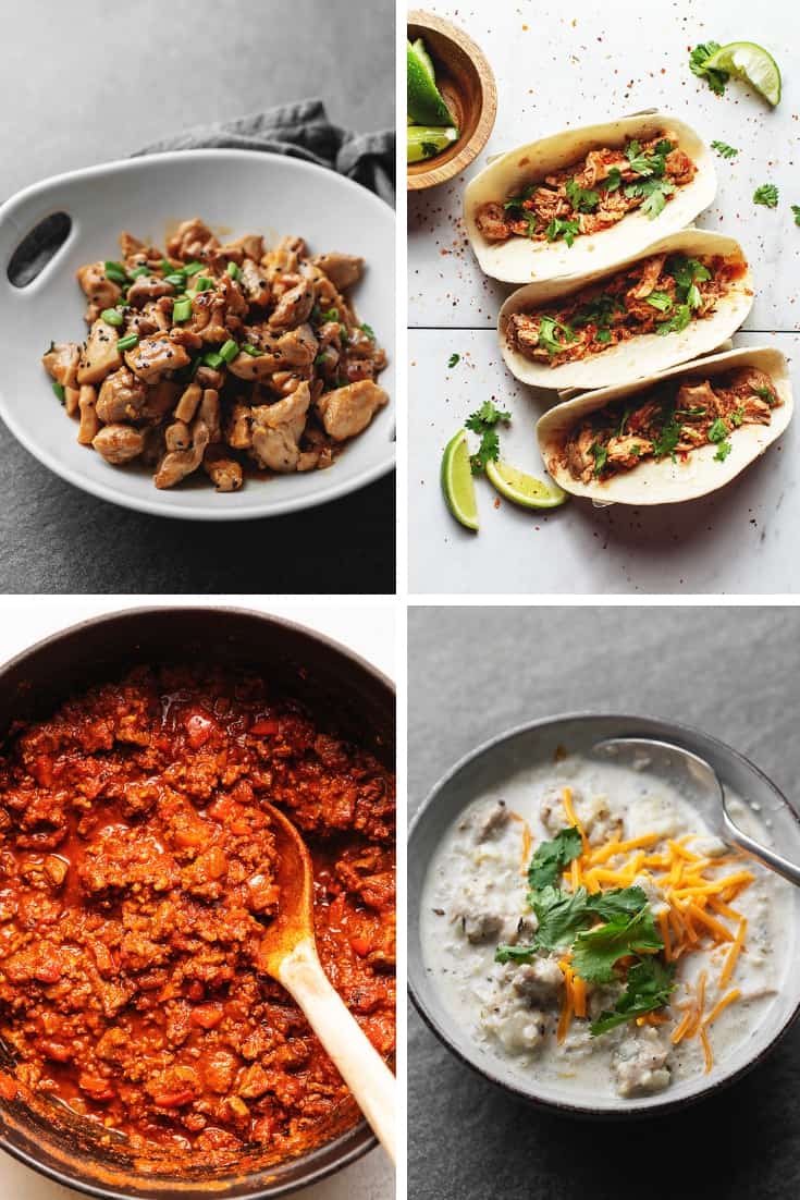 Collage of four keto recipes.