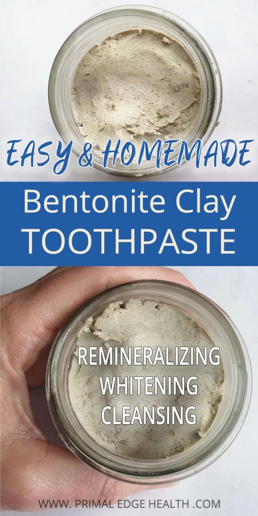Easy and homemade bentonite clay toothpaste. Remineralizing whitening cleansing.