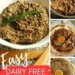 Easy dairy-free liver pate collage of four photos showing the step-by-step process.
