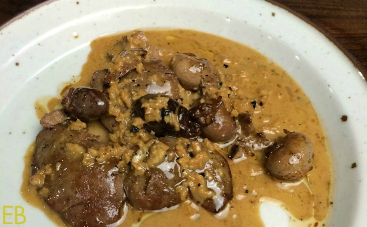 Poultry rabbit organ meat in a white bowl.