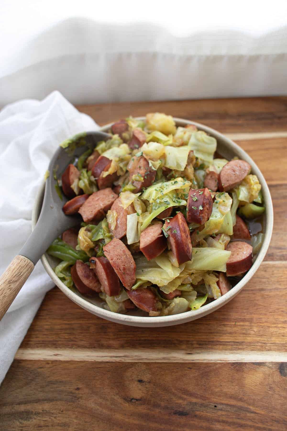 Instant pot kielbasa and cabbage dinner.