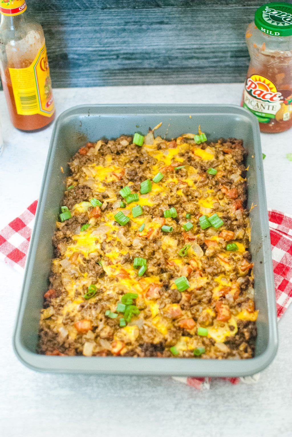 Zucchini taco in a grey dish.