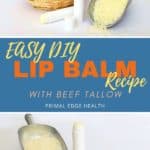 Easy DIY lip balm recipe with beef tallow. Primal Edge Health.