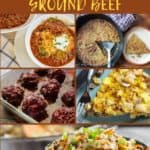 Keto dinner ideas with ground beef collage of five recipes.