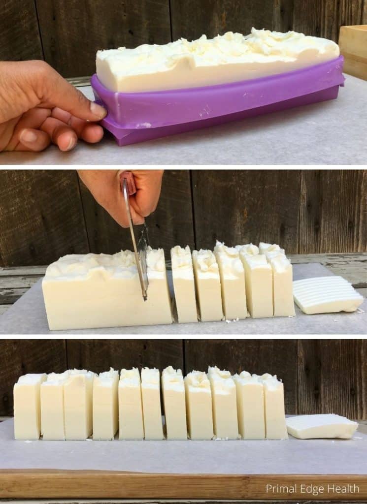 A 3 image collage tallow soap.