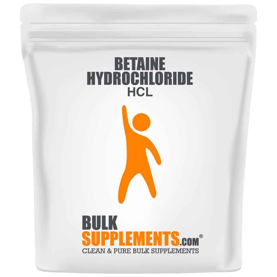 A pack of Betaine Hydrochloride HCL supplement.