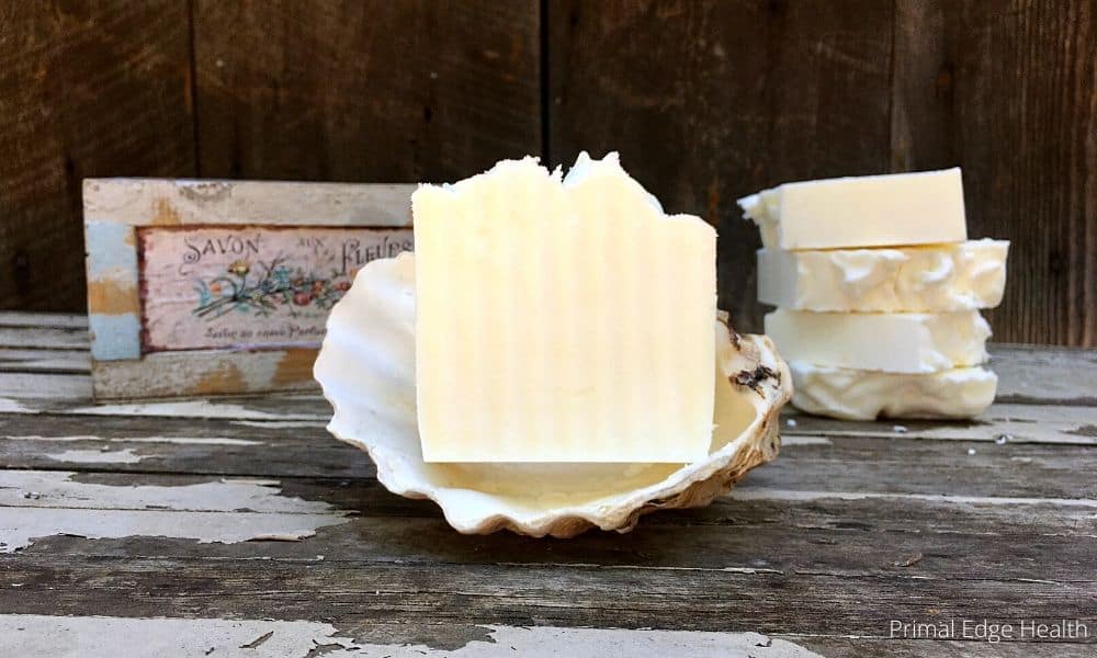 Tallow soaps on a brown surface.