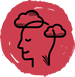 A red icon with a person's head and clouds.