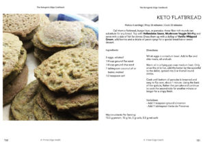 Keto flabread recipe in a white background.