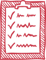 A red to do list icon.