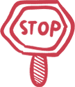 A red stop sign icon.