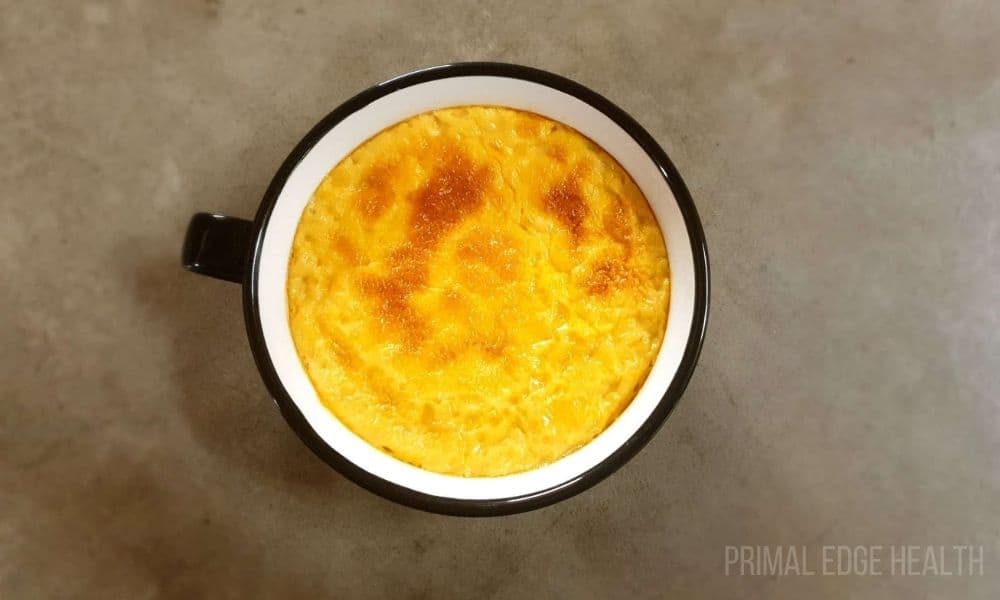 Carnivore diet dessert custard in mug.