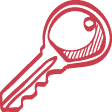 PNG icon of a red key.