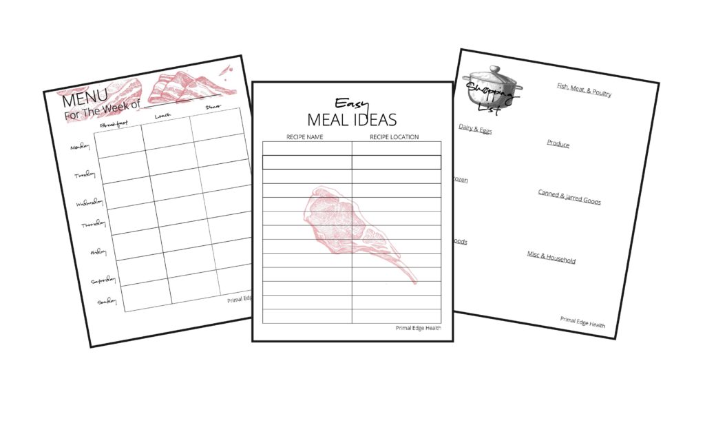 Carnivore meal plan templates.