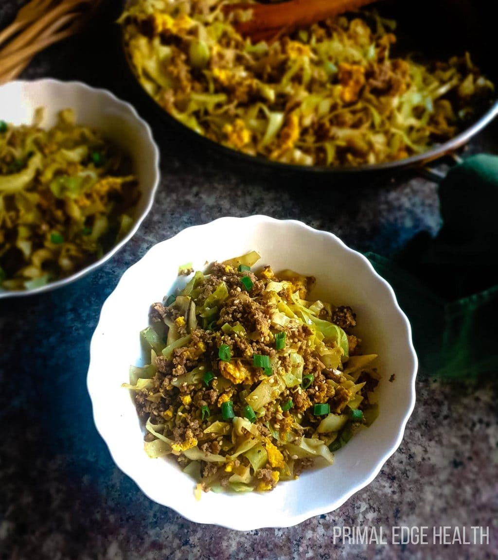 Ground Beef Keto Egg Roll in a Bowl (Crack Slaw Recipe)