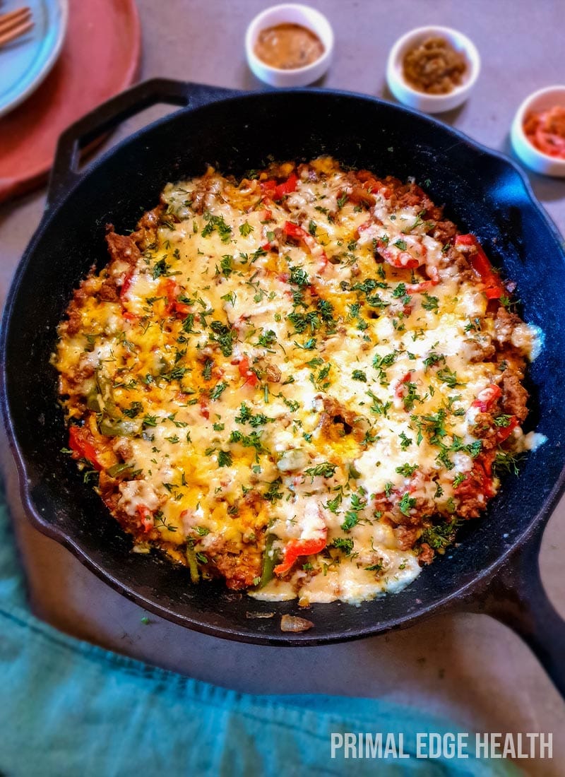 Cheesy Ground Beef Taco Skillet (Keto, Low-Carb)
