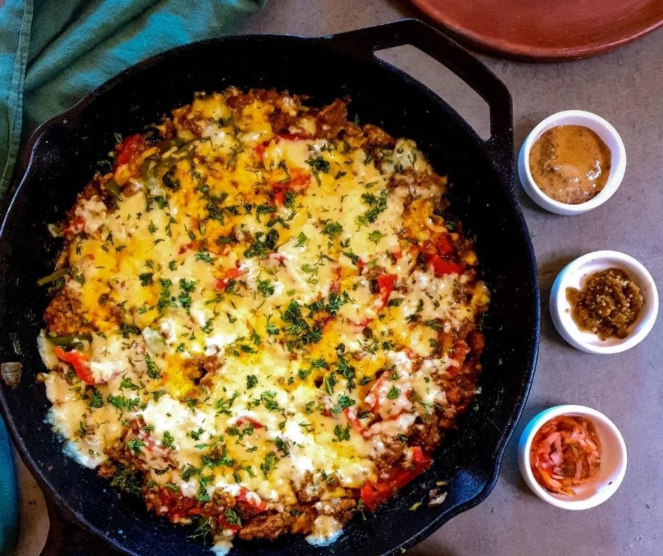 Cheesy Ground Beef Taco Skillet (Keto, Low-Carb)