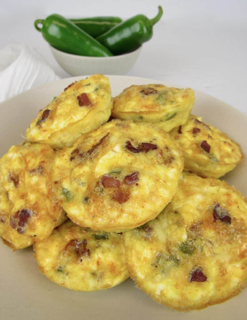 Jalapeno Popper Egg Cups on a white plate.