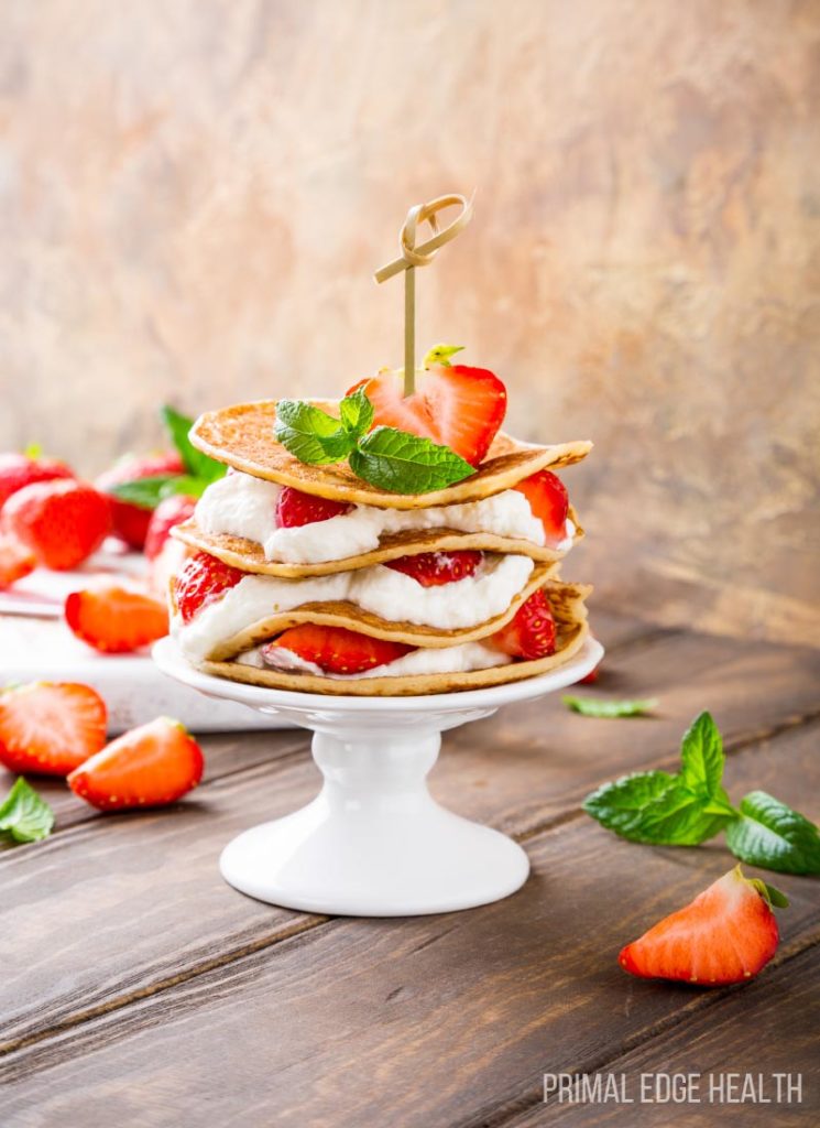 Keto Strawberry Shortcake served with garnished.