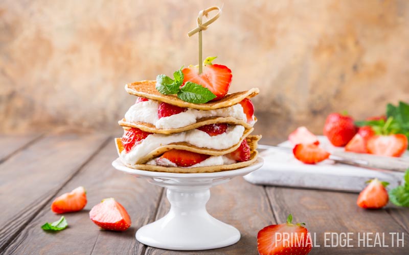 ketogenic strawberry shortcake pancakes