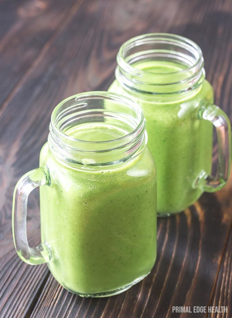 Two glasses of green smoothie.