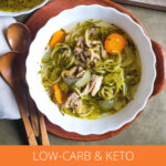 Low-Carb & Keto Chicken Noodle Soup with Zoodles in a Crcokpot.