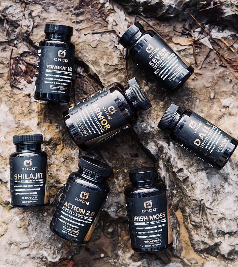8 bottles of Choq Action 2.0 supplement.