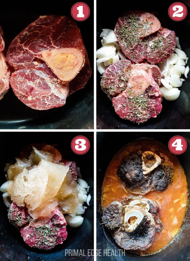 Beef shank slow cooker recipe step by step process.