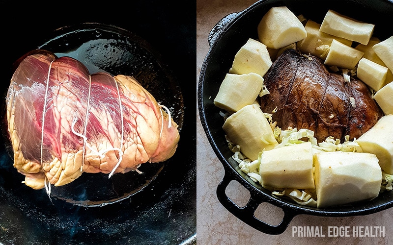 Beef heart cooking