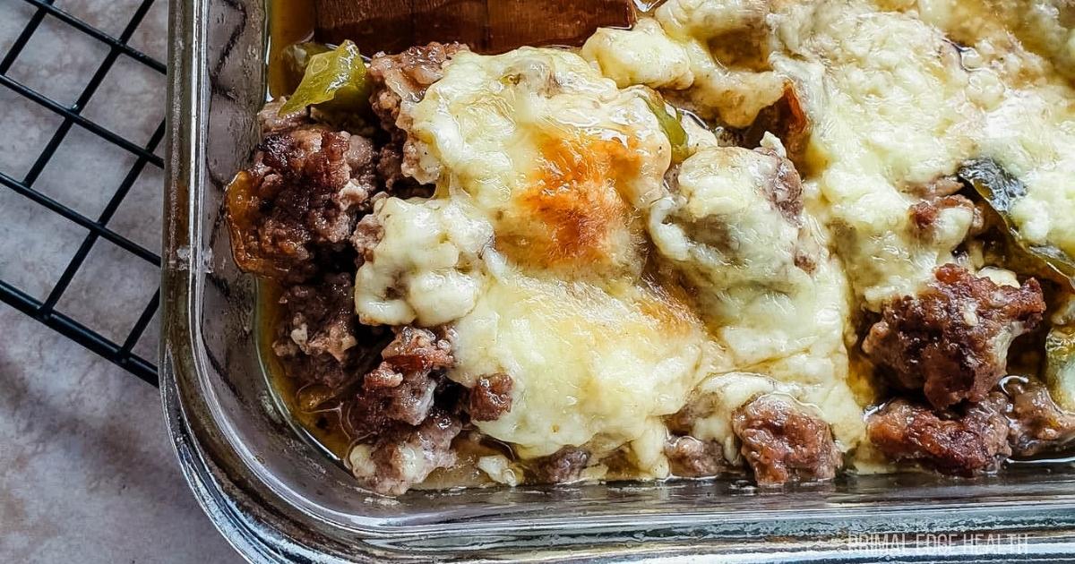 Keto Philly Cheesesteak Casserole with Hamburger