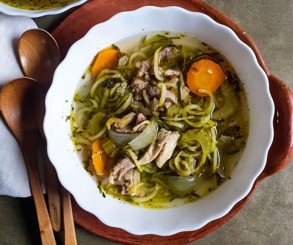 Keto Chicken Noodle Soup (Slow-Cooker)