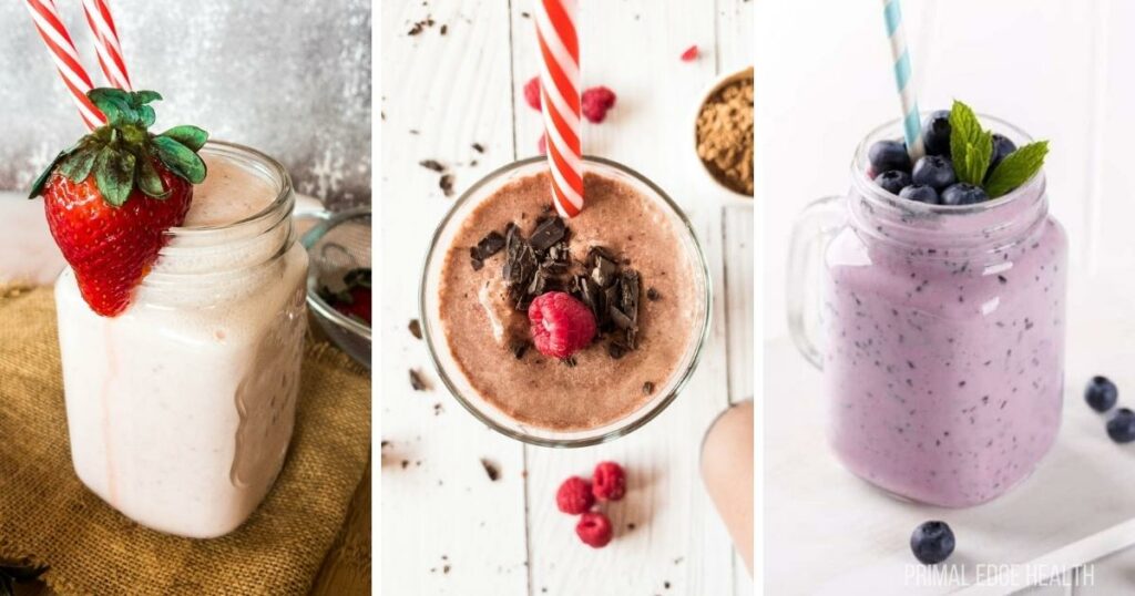 Three images of keto smoothie recipes.