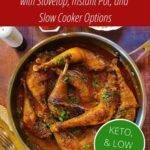 Chicken paprikash recipe with stovetop, instant pot, and slow cooker cooking method options.