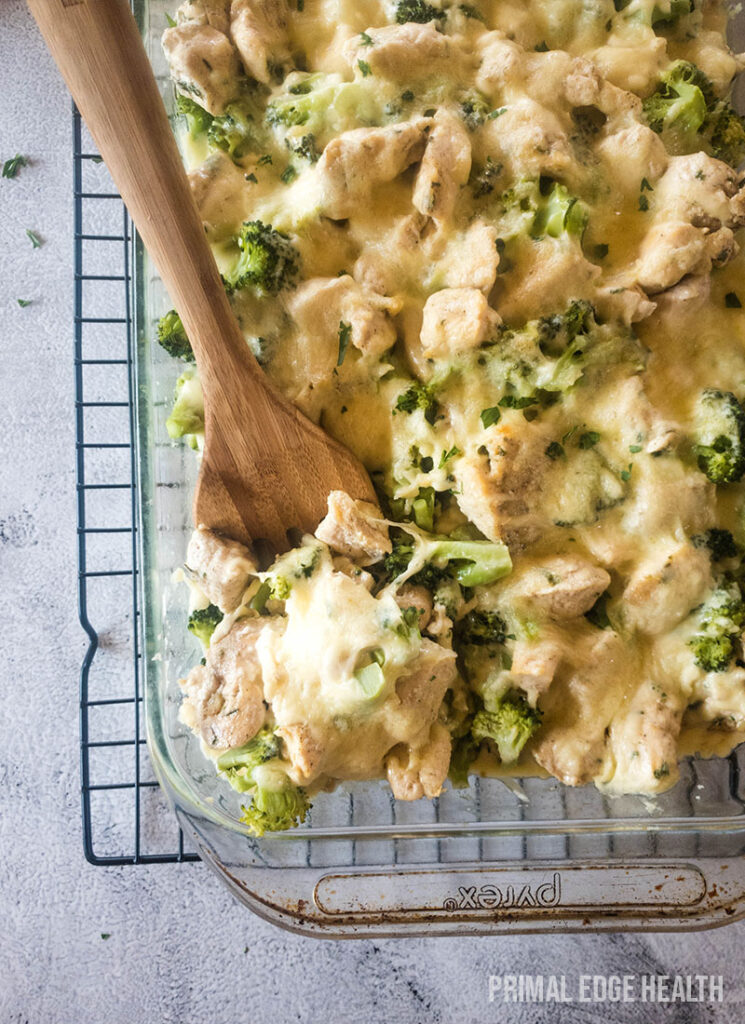 keto chicken Alfredo with broccoli casserole