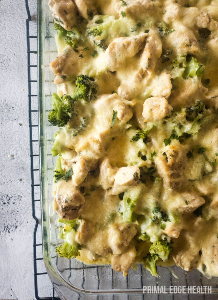 keto chicken Alfredo with broccoli casserole