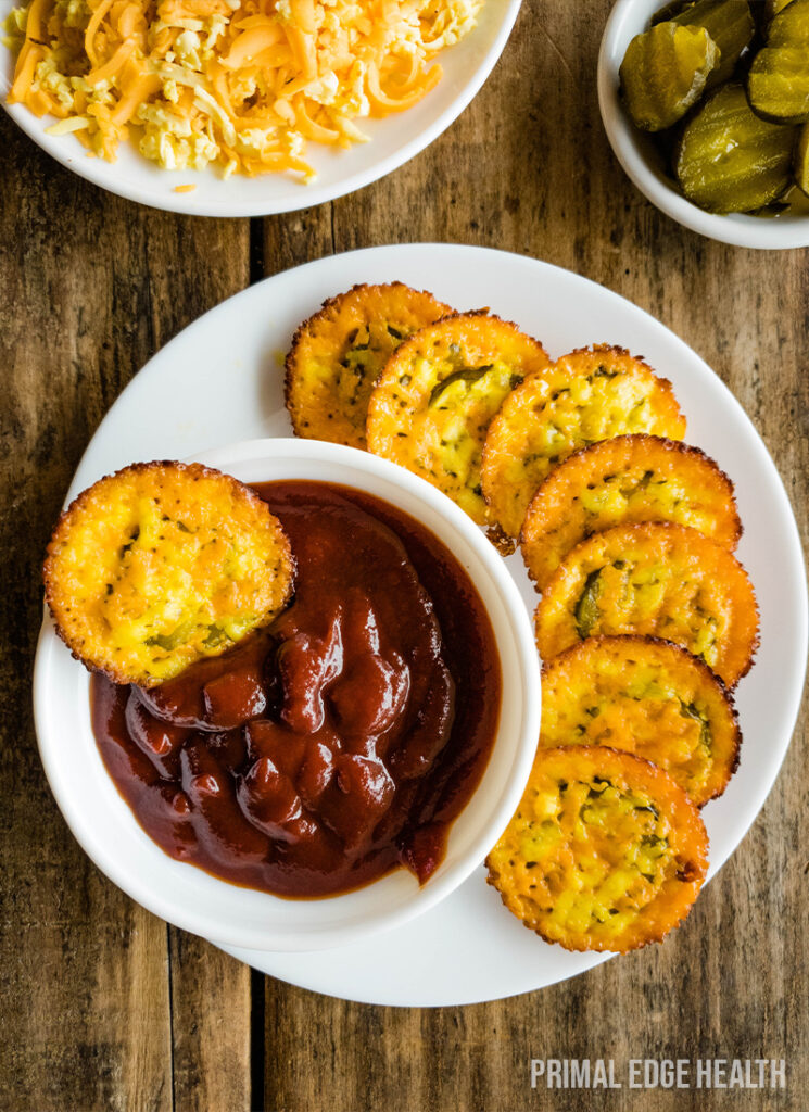 Keto cheese pickle chips