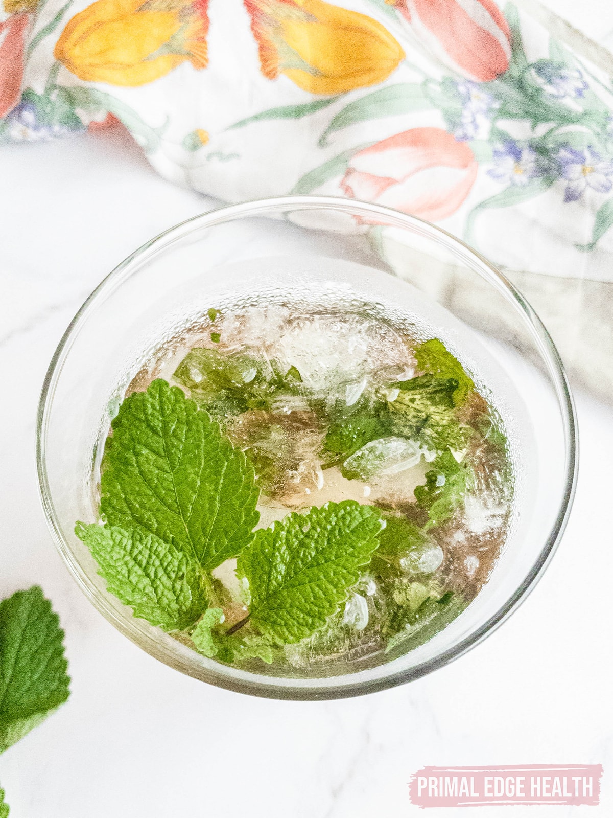 low-carb keto cocktail over ice with mint leaves