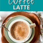 Bone broth coffee latte pin image with text.