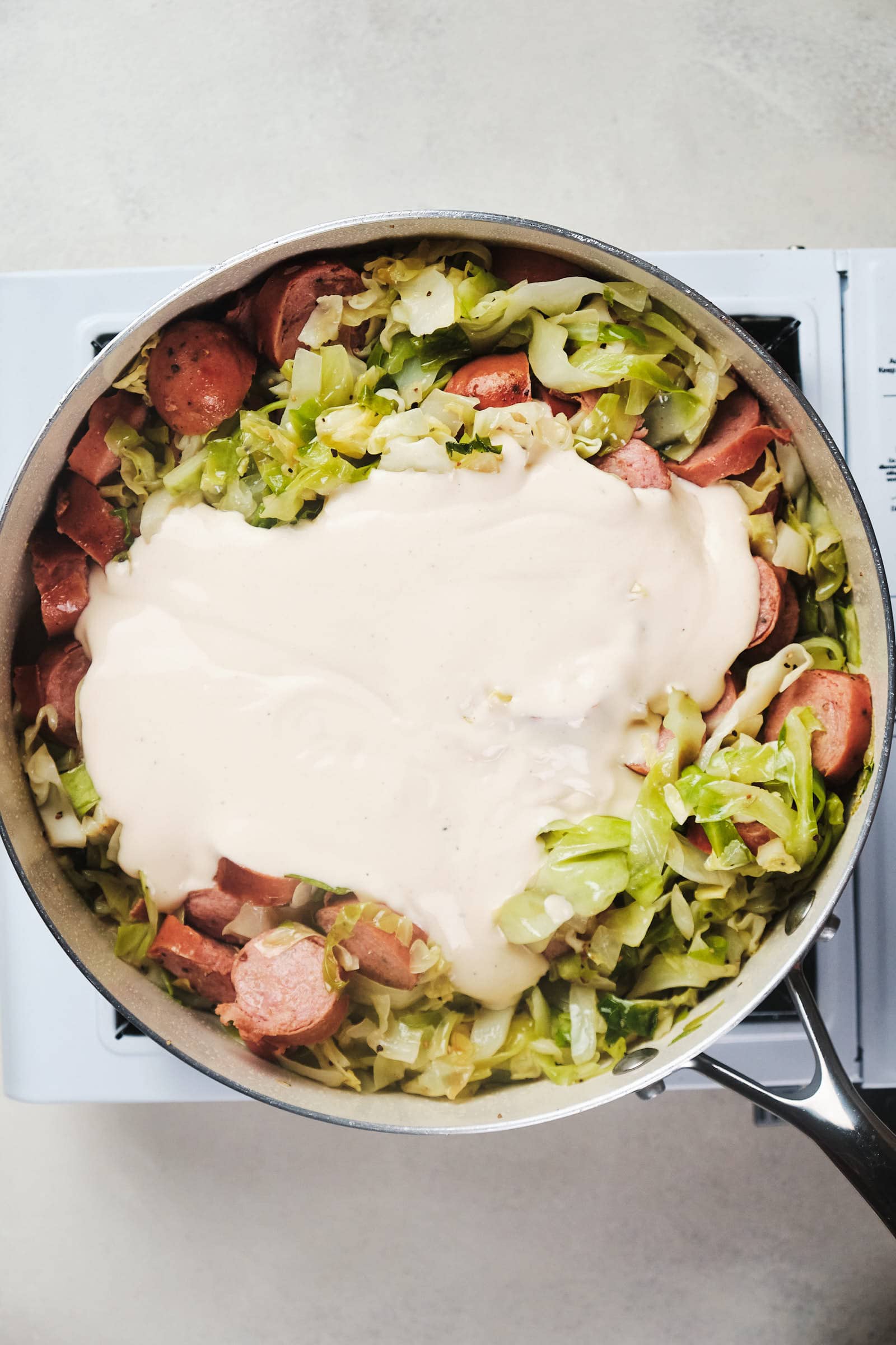 Cabbage and Sausage Alfredo Skillet Dinner