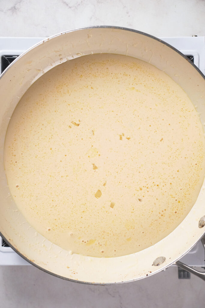 Francese sauce cooking in pan.