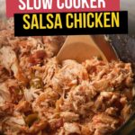 Text overlay reads "2-Ingredient Slow Cooker Salsa Chicken." Website: primalegdehealth.com.