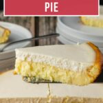 A slice of no-crust cheesecake pie being served from a whole cheesecake.