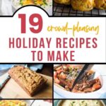 A collage of various holiday dishes with the text "19 crowd-pleasing holiday recipes to make" in the center and "primaledgehealth.com" at the bottom.